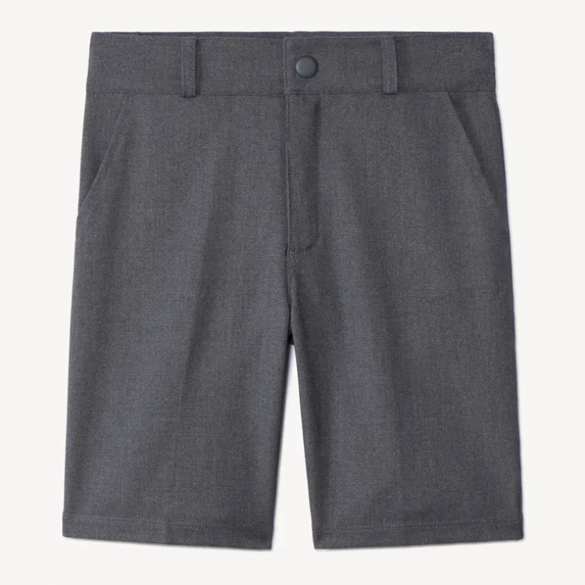 Korte grijze bermuda van stof met verstelbare taille jongens