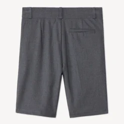 Korte grijze bermuda van stof met verstelbare taille jongens