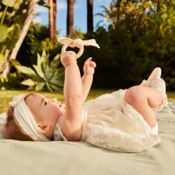 Korte 2-in-1 geborduurde tulle jumpsuit voor babymeisjes
