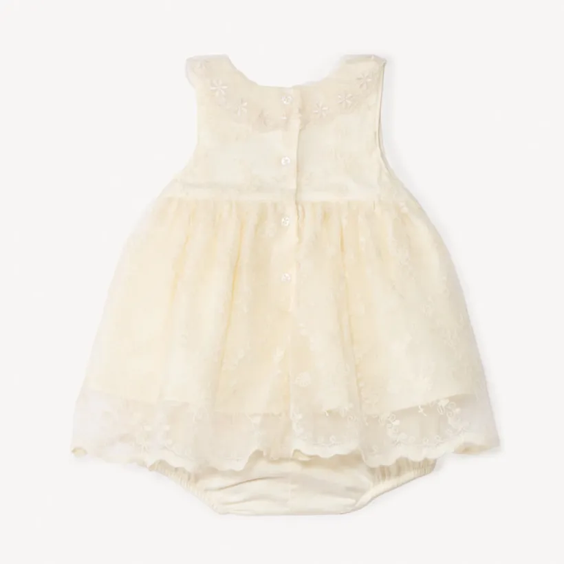 Korte 2-in-1 geborduurde tulle jumpsuit voor babymeisjes