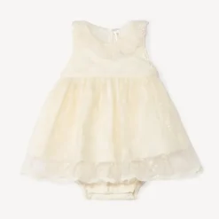 Korte 2-in-1 geborduurde tulle jumpsuit voor babymeisjes