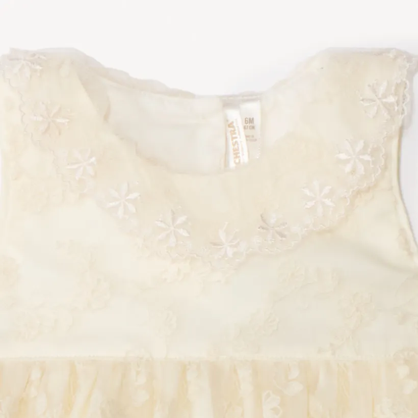 Korte 2-in-1 geborduurde tulle jumpsuit voor babymeisjes