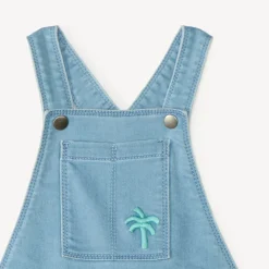 Korte jeans overall in workwear-stijl met palmboom borduursel voor babyjongens
