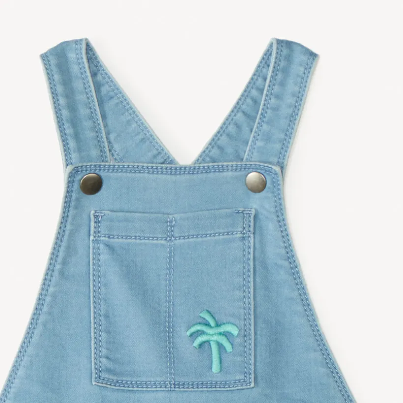 Korte jeans overall in workwear-stijl met palmboom borduursel voor babyjongens