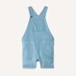 Korte jeans overall in workwear-stijl met palmboom borduursel voor babyjongens