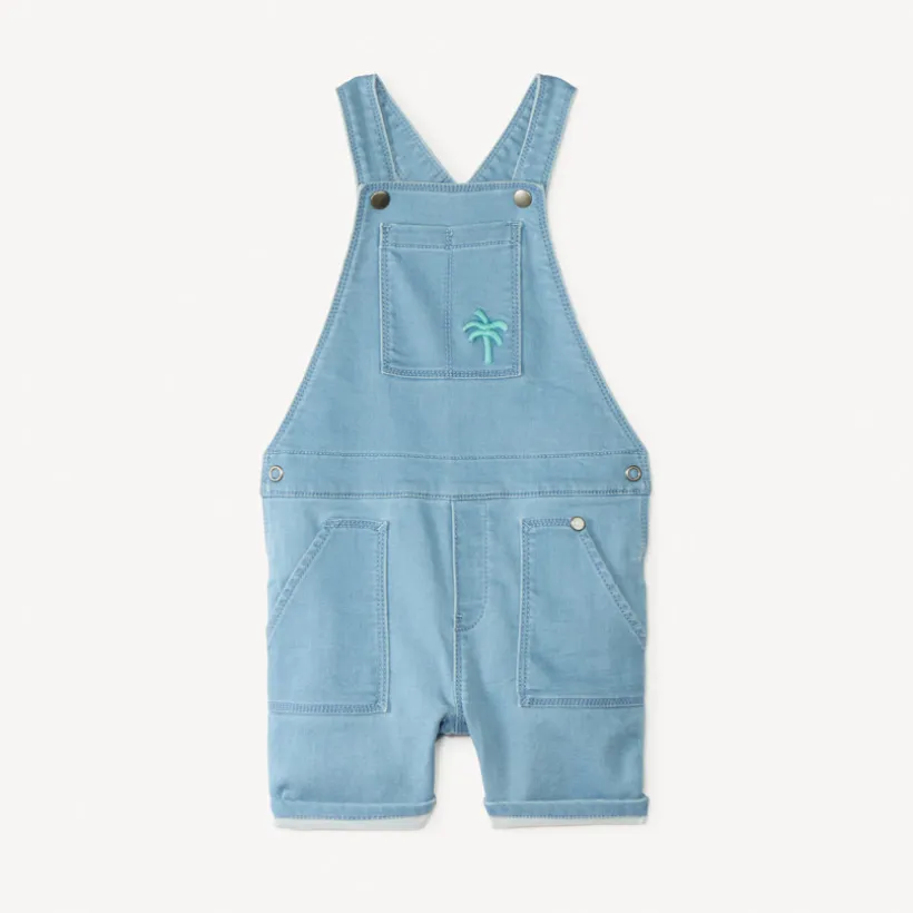 Korte jeans overall in workwear-stijl met palmboom borduursel voor babyjongens