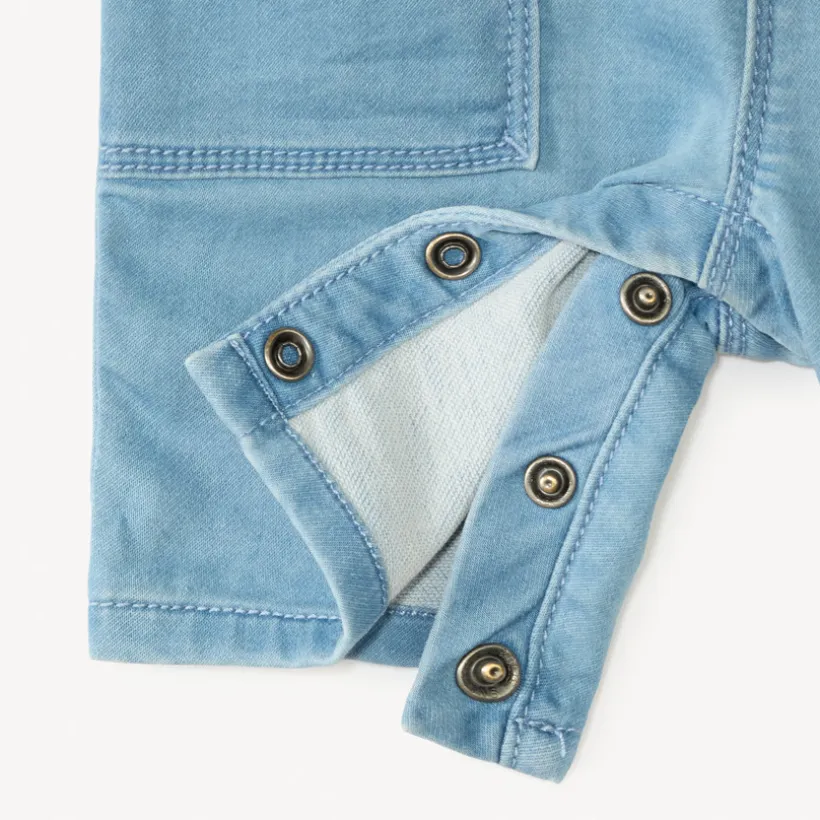 Korte jeans overall in workwear-stijl met palmboom borduursel voor babyjongens
