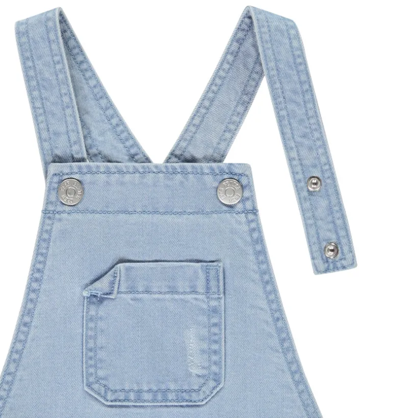 Korte jeanssalopette met opengewerkte riem meisjes