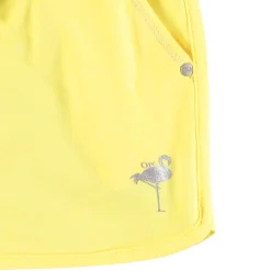 Korte jersey short met flamingo print en folie meisjes