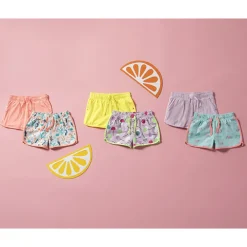Korte jersey short met flamingo print en folie meisjes