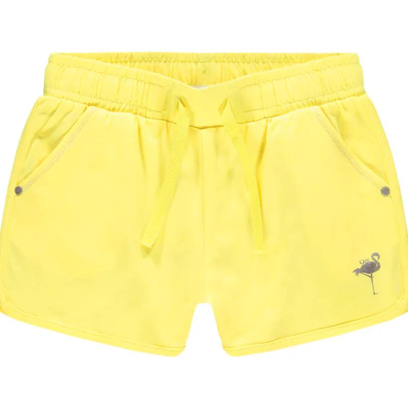 Korte jersey short met flamingo print en folie meisjes
