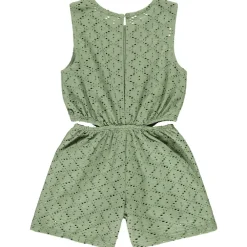 Korte jumpsuit in jacquard fantasie met opengewerkte details voor meisjes
