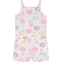 Korte jumpsuit in jersey slub met bloemenprint meisjes