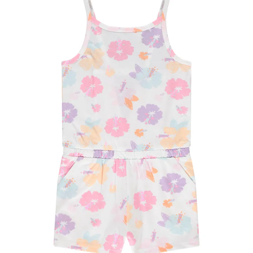 Korte jumpsuit in jersey slub met bloemenprint meisjes