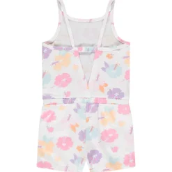 Korte jumpsuit in jersey slub met bloemenprint meisjes