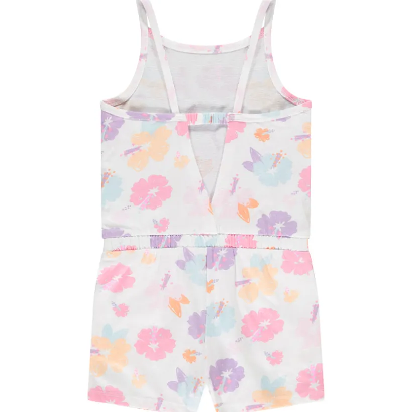 Korte jumpsuit in jersey slub met bloemenprint meisjes