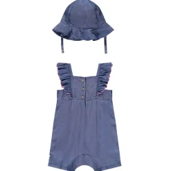Korte jumpsuit met bloemen en bijpassende haarband voor meisjes