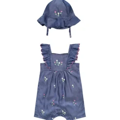 Korte jumpsuit met bloemen en bijpassende haarband voor meisjes