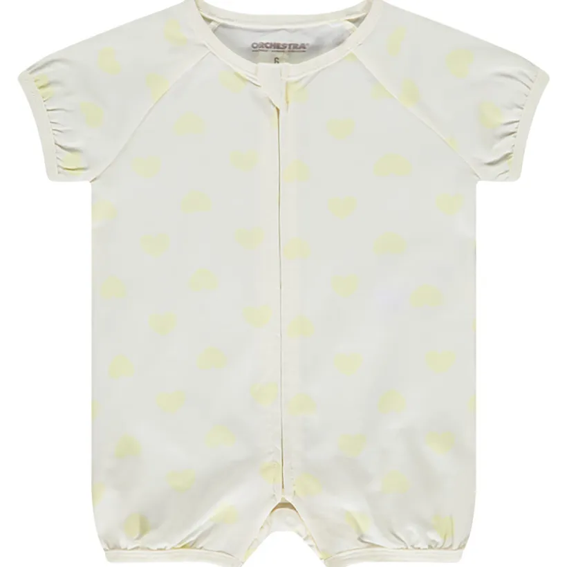 Korte jumpsuit met gele hartjes voor meisjes