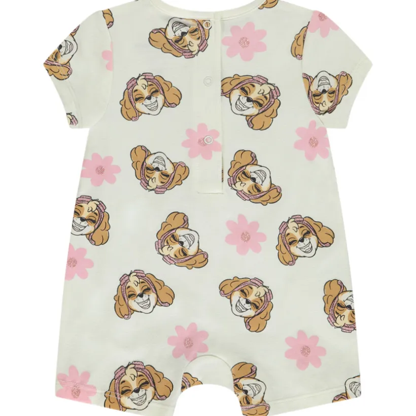 Korte jumpsuit met korte mouwen en Skye Pat Patrouille print voor baby meisjes