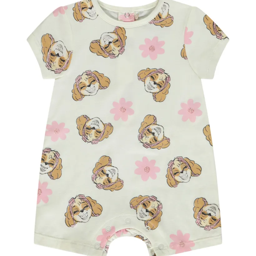 Korte jumpsuit met korte mouwen en Skye Pat Patrouille print voor baby meisjes