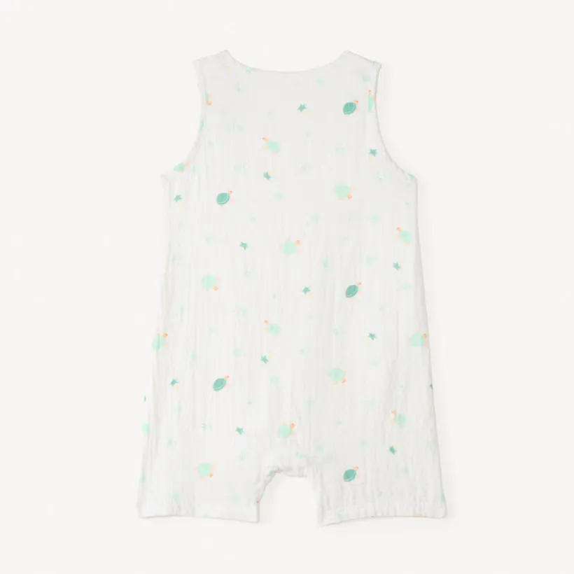 Korte jumpsuit met schildpadprint voor babyjongen