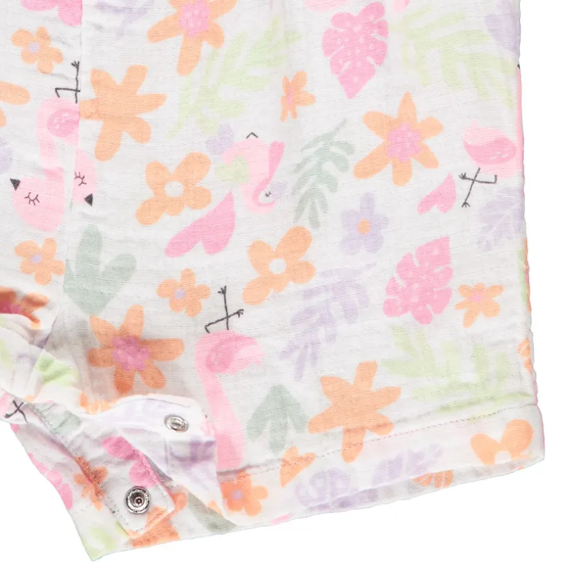 Korte jumpsuit met volants en fantasieprint meisjes