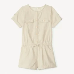 Korte jumpsuit van effen canvas meisjes