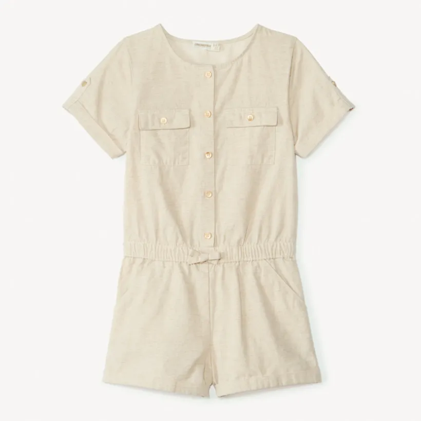 Korte jumpsuit van effen canvas meisjes
