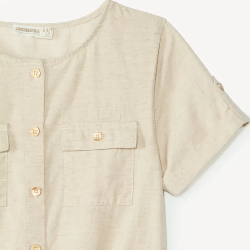 Korte jumpsuit van effen canvas meisjes