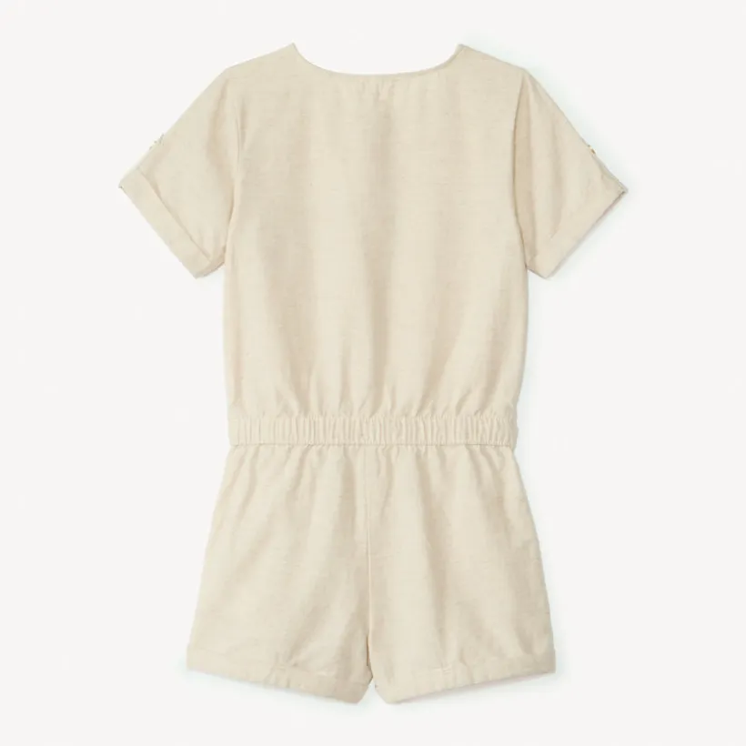 Korte jumpsuit van effen canvas meisjes