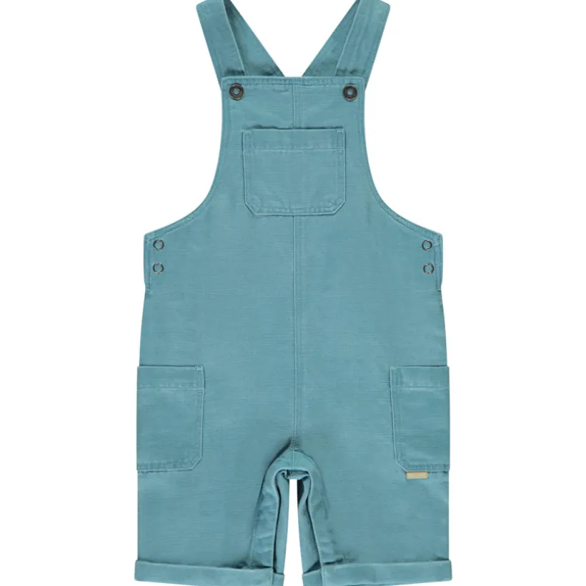 Korte jumpsuit van slubstof voor babyjongens
