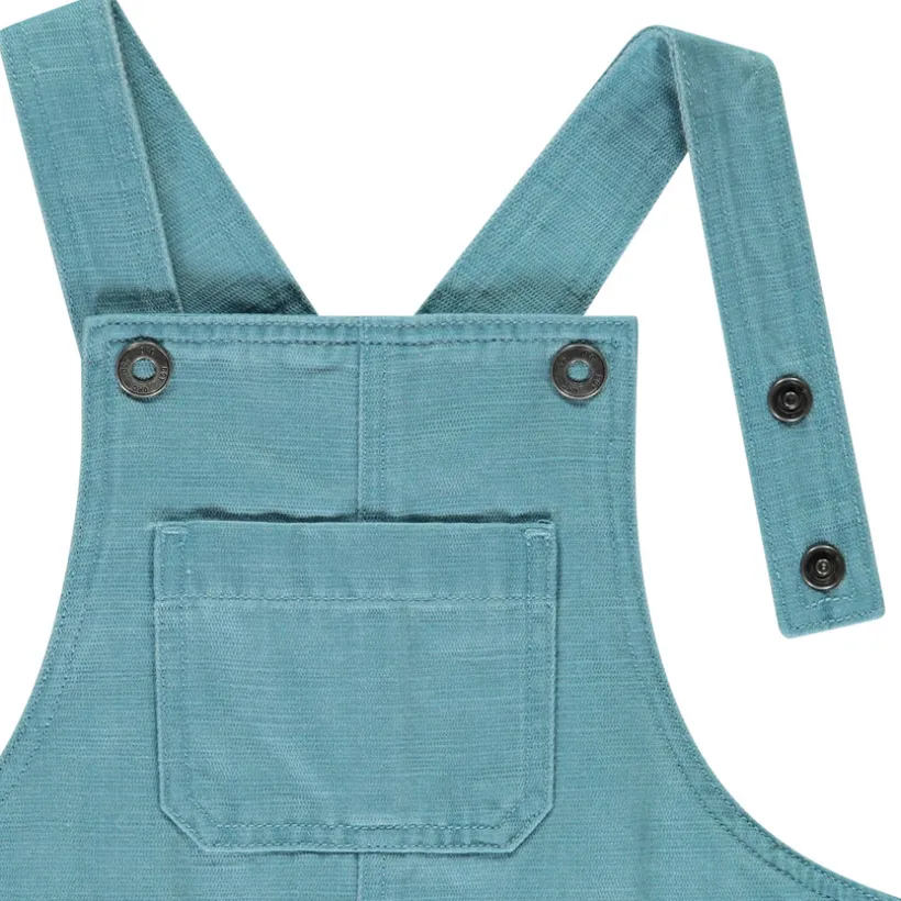 Korte jumpsuit van slubstof voor babyjongens