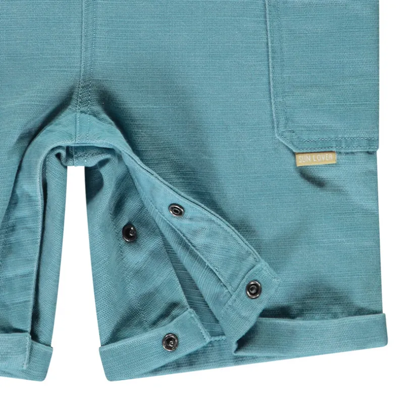 Korte jumpsuit van slubstof voor babyjongens