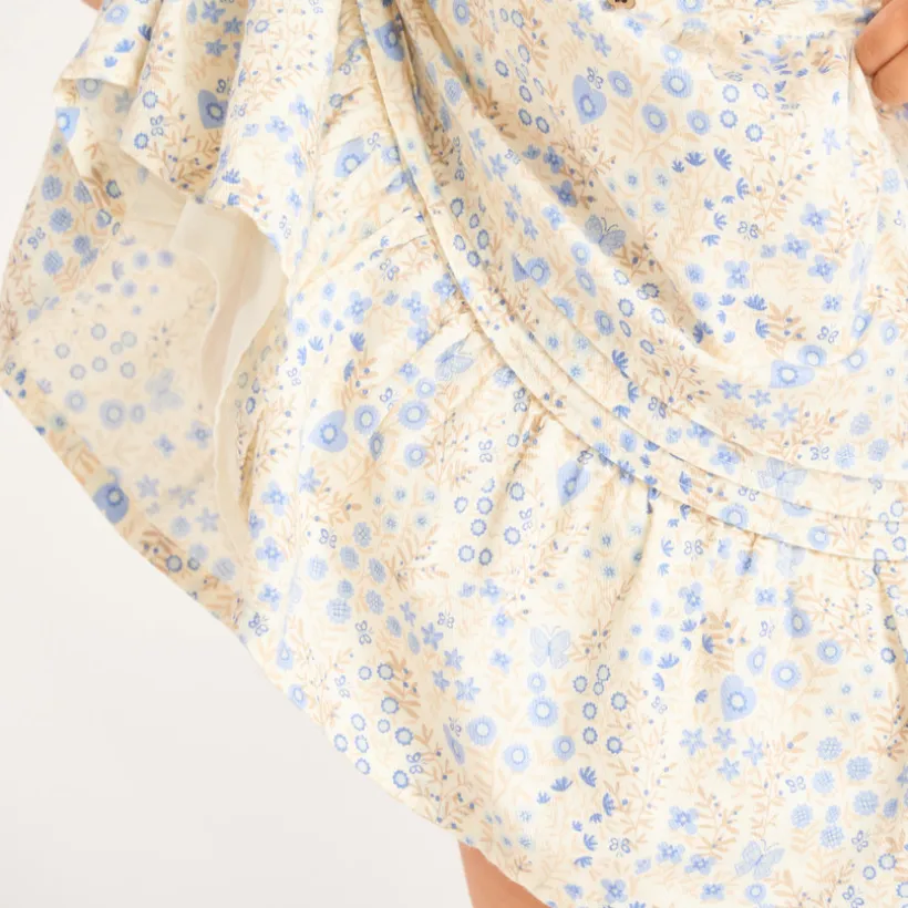 Korte mouw bloemenprint jurk voor meisjesbaby