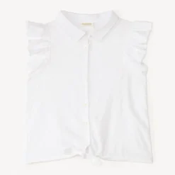 Korte mouw blouse met volant en strik in de taille meisjes