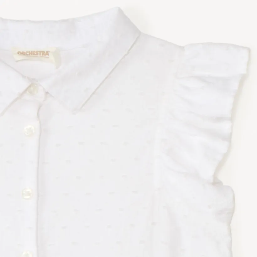 Korte mouw blouse met volant en strik in de taille meisjes