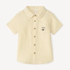 Korte mouw blouse van gaas voor babyjongen