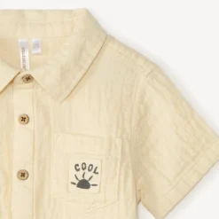 Korte mouw blouse van gaas voor babyjongen