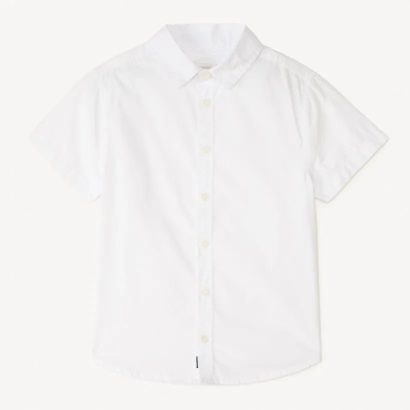 Korte mouw effen popeline shirt jongens