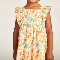 Korte mouwen bloemenprint jurk voor babymeisjes