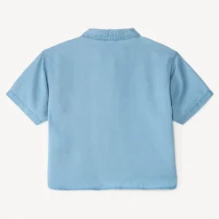 Korte mouwen blouse met gesmokte schouders en bloemen in corduroy meisjes