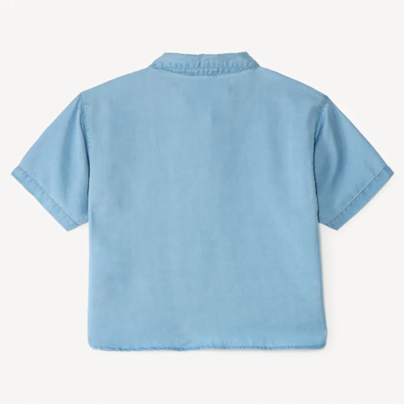 Korte mouwen blouse met gesmokte schouders en bloemen in corduroy meisjes