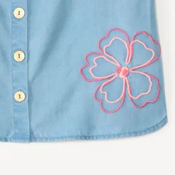 Korte mouwen blouse met gesmokte schouders en bloemen in corduroy meisjes