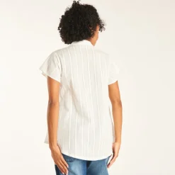 Korte mouwen blouse van effen stof voor dames