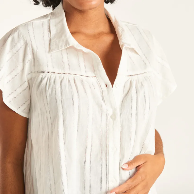 Korte mouwen blouse van effen stof voor dames