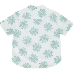Korte mouwen chemise met mao-kraag en bladerenprint jongens