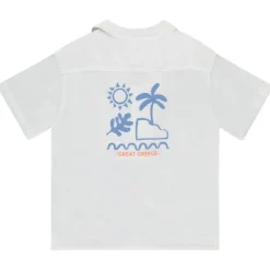 Korte mouwen chemise met palmboomprint jongens