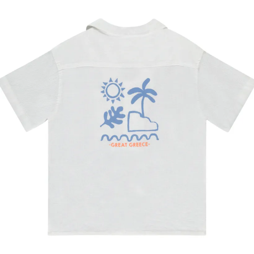 Korte mouwen chemise met palmboomprint jongens