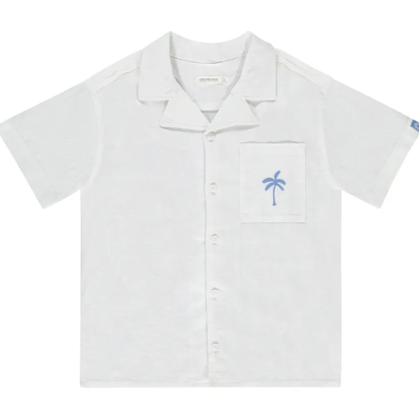 Korte mouwen chemise met palmboomprint jongens